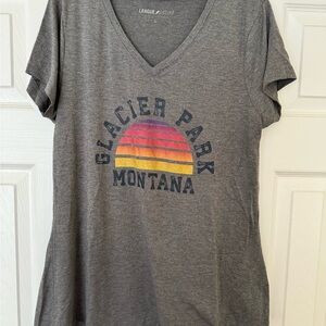 League Women's Gray Glacier Park Montana Tee
